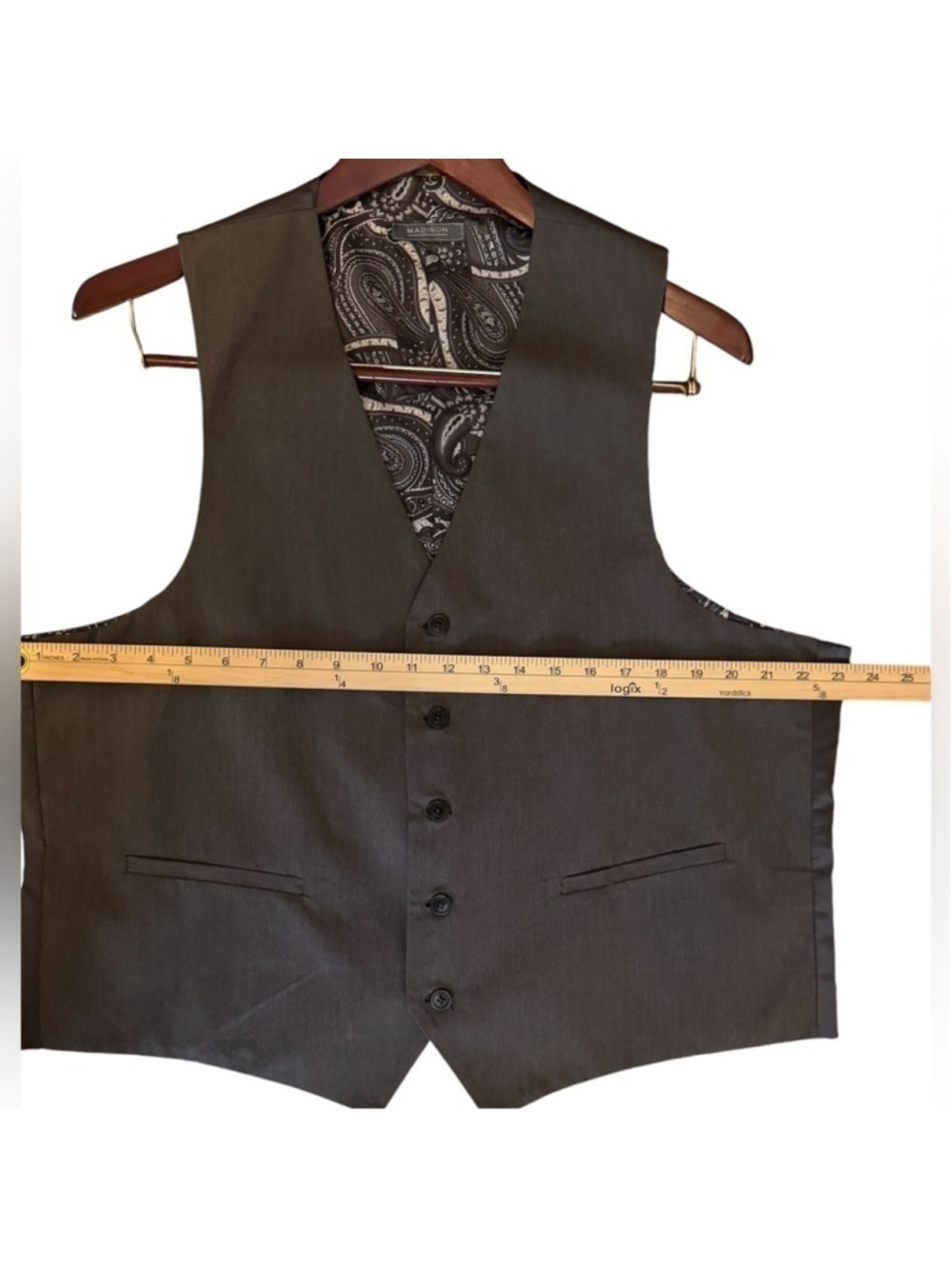 Madison Charcoal Gray Men's Formal Vest XL - Picture 3 of 5